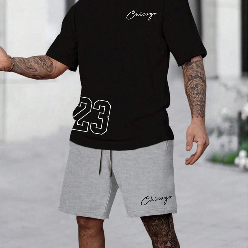 Short-Sleeved T-Shirt Casual Sports Suit Men'S Digital Jersey Fashionable Matching Two-Piece Me2-Ma1 - Image 3